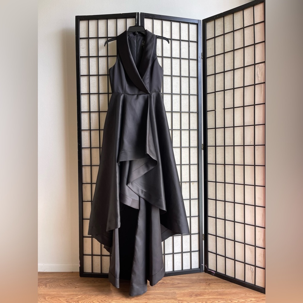 Tuxedo High-Low Satin Dress